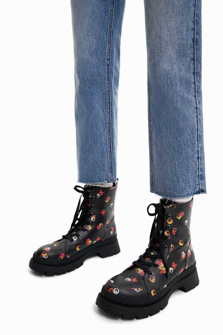 Desigual Floral lace-up Women's Boots | KNY-120543