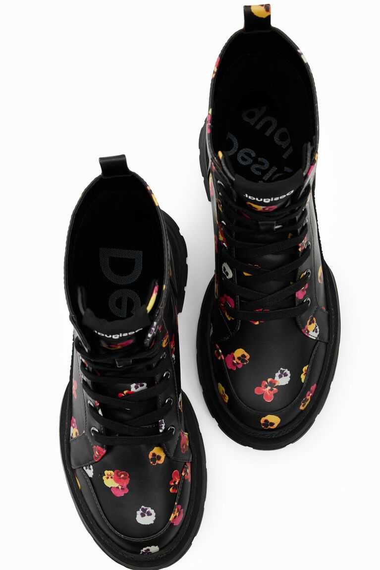 Desigual Floral lace-up Women's Boots | KNY-120543