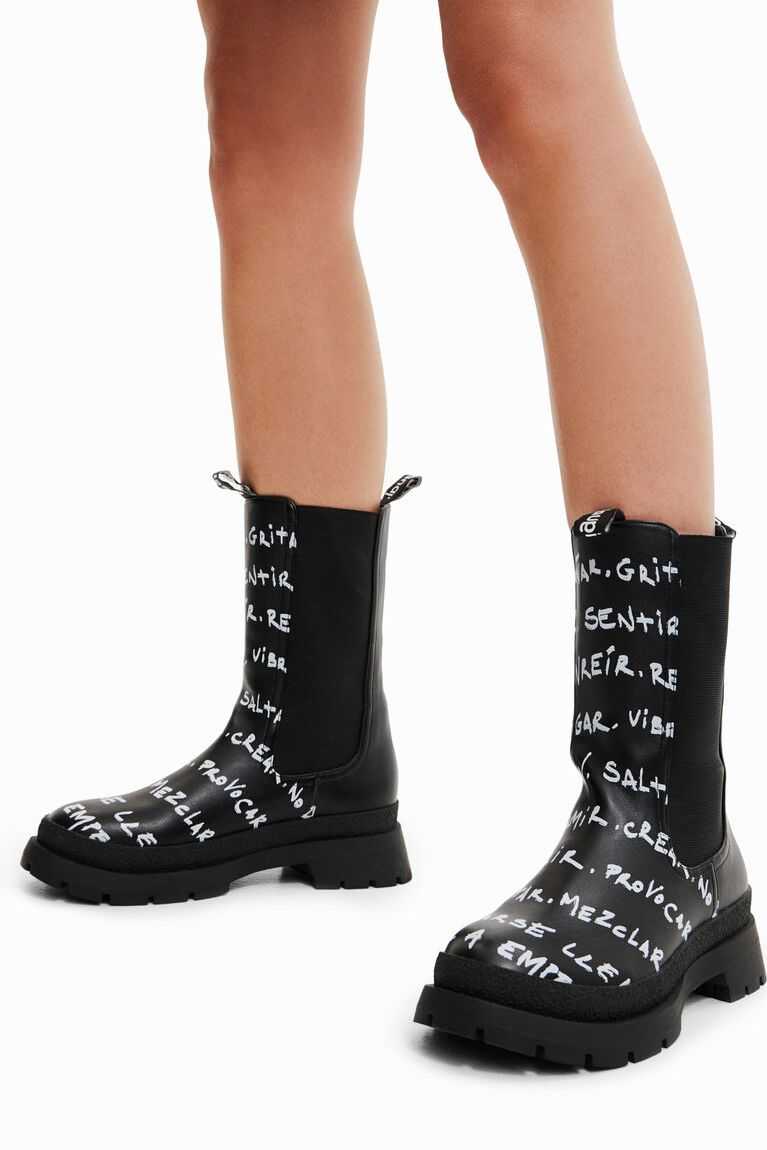 Desigual High Chelsea with messages Women's Boots | JQE-930126