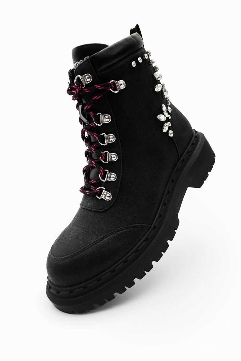 Desigual Lace-up with crystals Women's Boots | MLF-269081