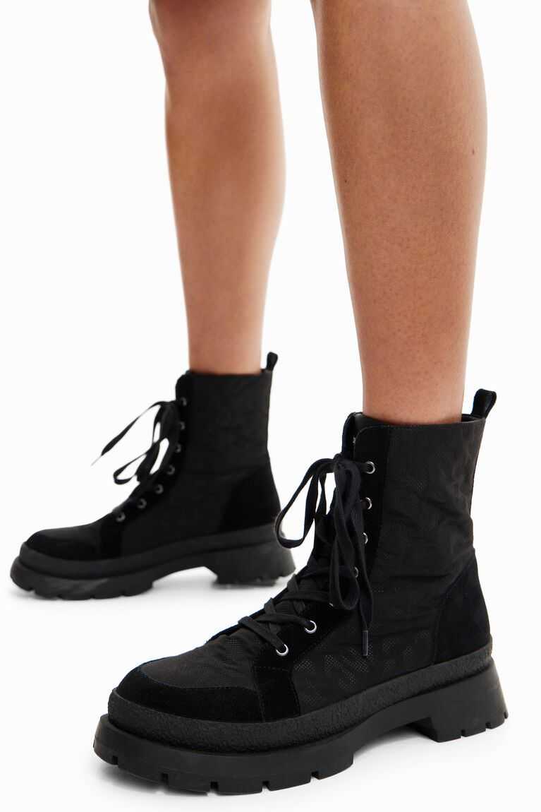 Desigual Leopard-effect lace-up Women's Boots | ZFT-520743