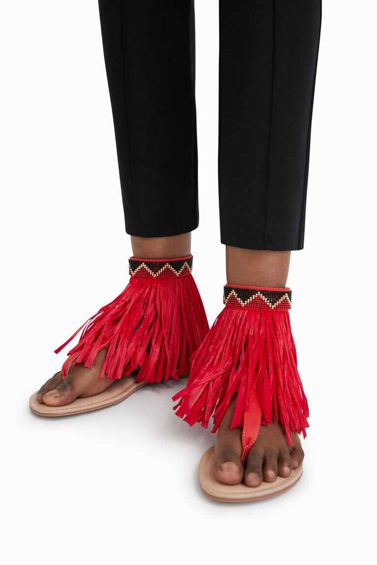 Desigual Stella Jean fringed flat Women's Sandals | UEY-578149